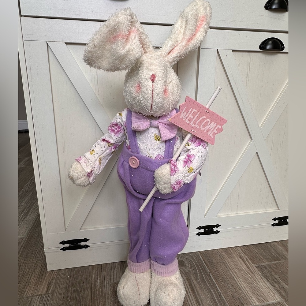 Purple and White Bunny Decor
